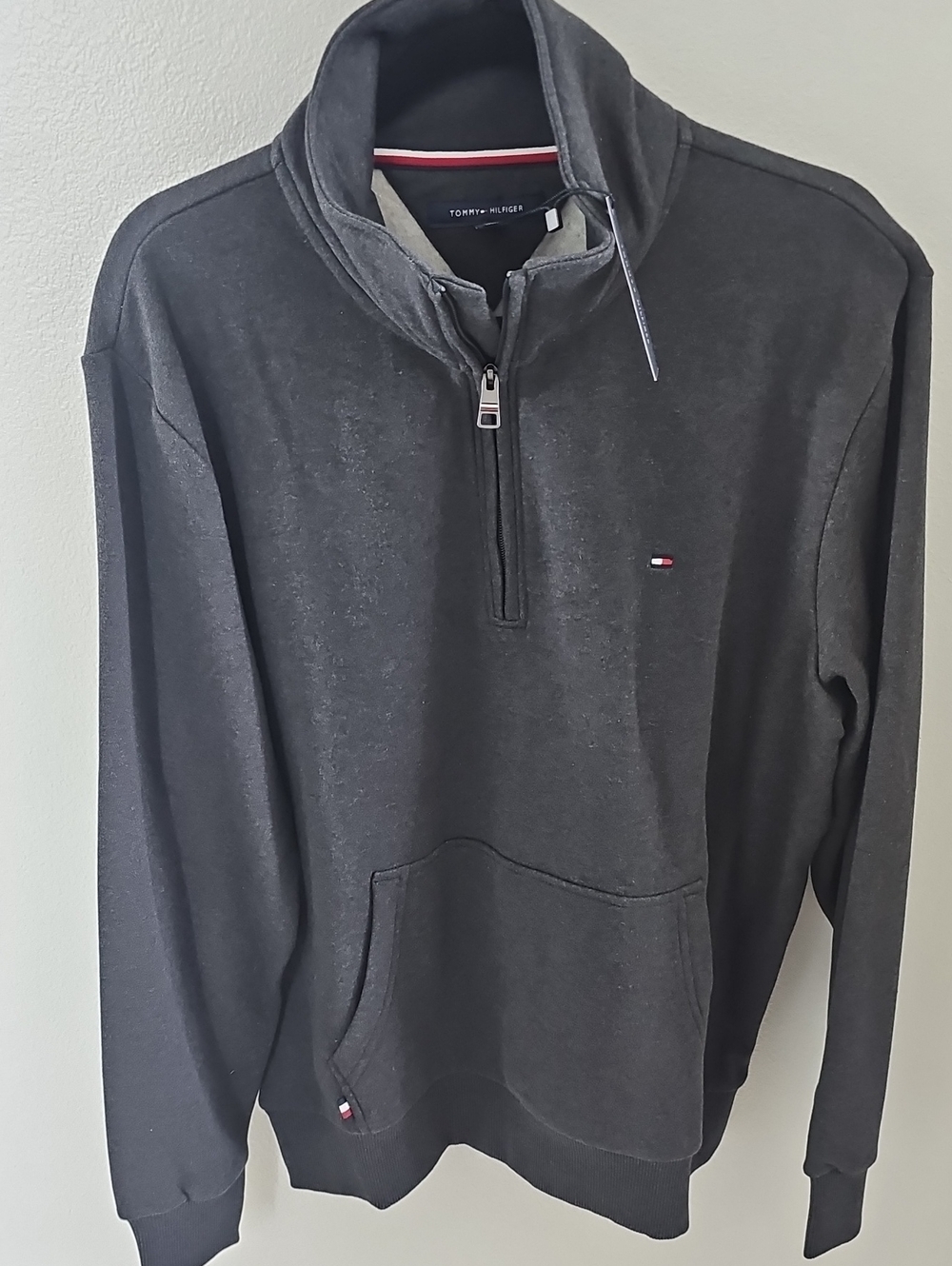 Tommy Hilfiger Black Half-Zip Sweatshirt with Logo